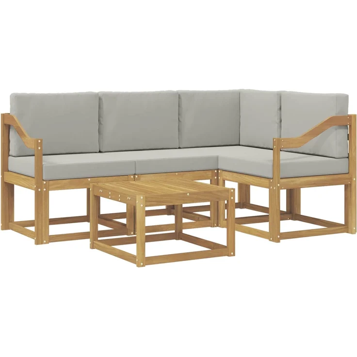 vidaXL Outdoor-Sofagarnitur 5 Stk. Weiß und Hellgrau Polyester 3387610 – Bild 2
