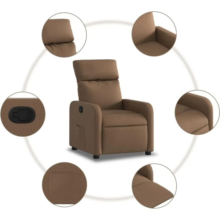 vidaXL Relaxsessel Braun Stoff 374169 – Bild 6