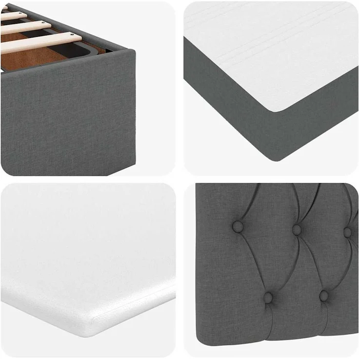 vidaXL Ottoman-Bett mit Matratzen Dunkelgrau 160x200 cm Stoff 3313707 – Bild 11