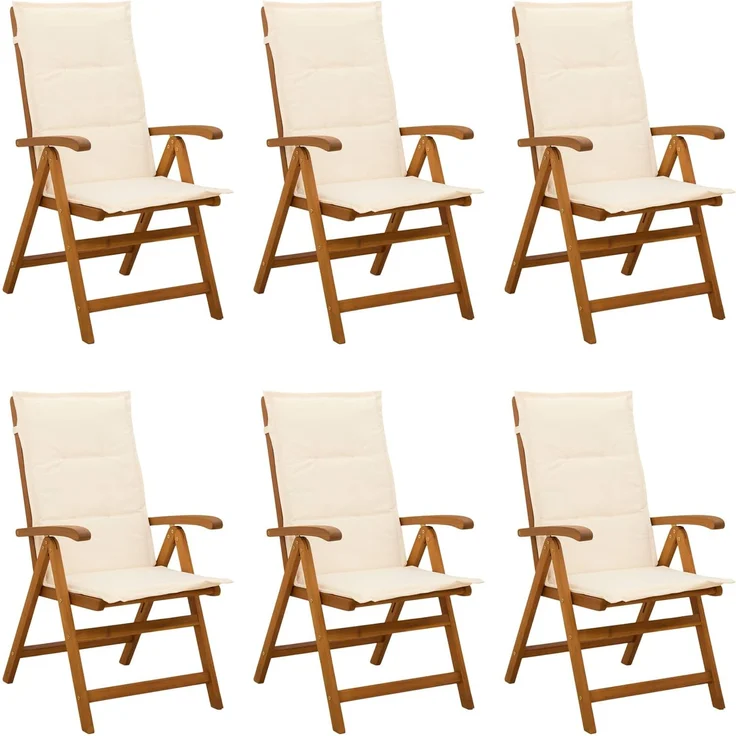 vidaXL Liegestühle für den Garten 6 stk. Natur Massivholz Akazie 3434470 – Bild 1