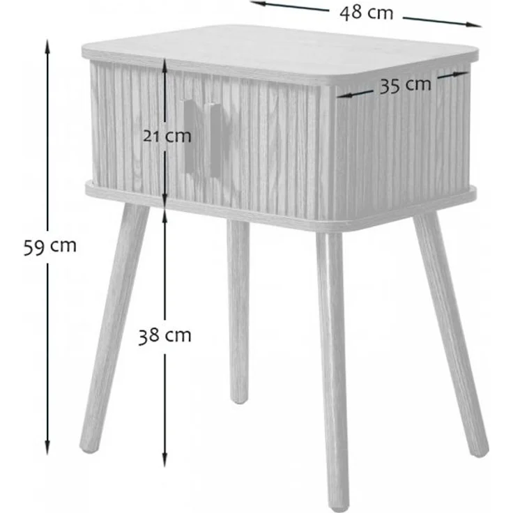 CaliCosy 'ERNEST' Nachttisch mit Eichenmuster 2 Schiebetüren H59 cm - Helles Holz – Bild 7