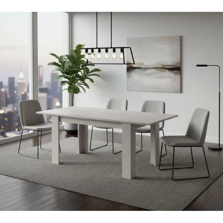 Dmora Ausziehbarer Esstisch, Ausziehbare Konsole, Moderner Tisch mit Auszug, 160 / 220x88h80 cm, Farbe Weiß