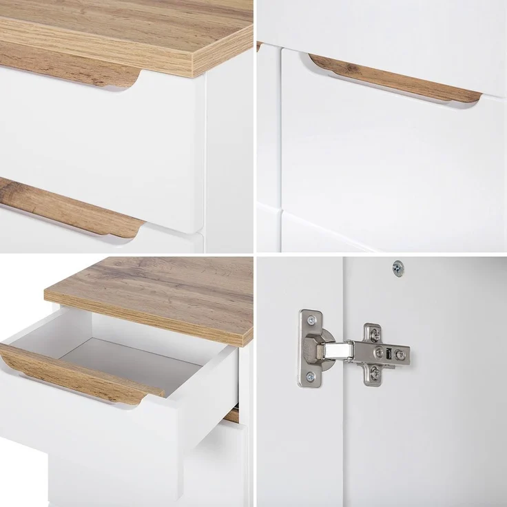 Badezimmermöbel Set mit 80cm Waschtisch & LED-Spiegelschrank SOLNA-56 in Hochglanz weiß, B/H/T ca.: 130/200/46 cm – Bild 8