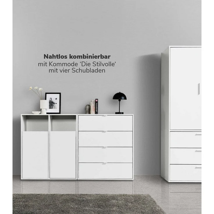 mokebo Wäscheschrank Der Wäschehüter (2-türig) Wäschekorb oder Wäschesammler mit Magnetverschluss in Weiß – Bild 3