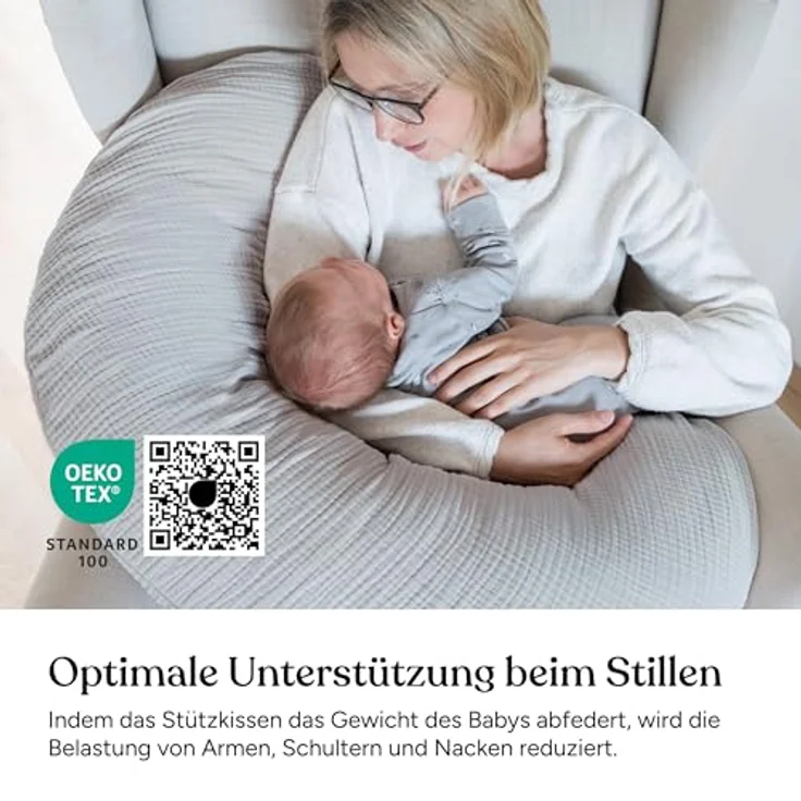 Ehrenkind Stillkissen Musselin aus hochwertiger Bio Baumwolle, Schwangerschaftskissen, Seitenschläferkissen, OEKO-TEX® STANDARD 100 Klasse 1 zertifiziert – Bild 3