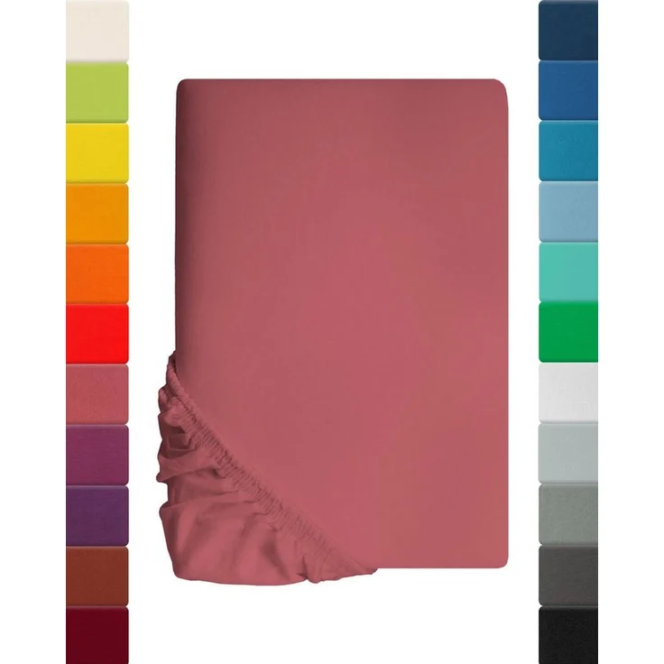 Kinder Jersey Spannbettlaken, Spannbetttuch, Lavea Serie Maya, 60x130 cm | 70x140 cm, Koralle, 100% Baumwolle, hochwertige Verarbeitung, mit Gummizug – Bild 1