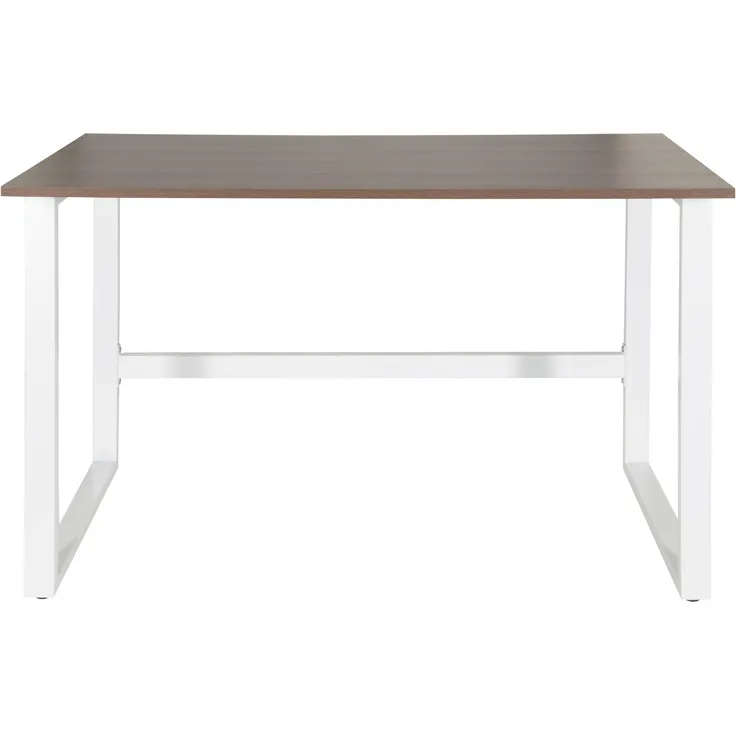 hjh OFFICE Schreibtisch WORKSPACE LIGHT I Melaminharzbeschichtete Spanplatte, Gestell pulverbeschichteter Stahl Walnuss/Weiß