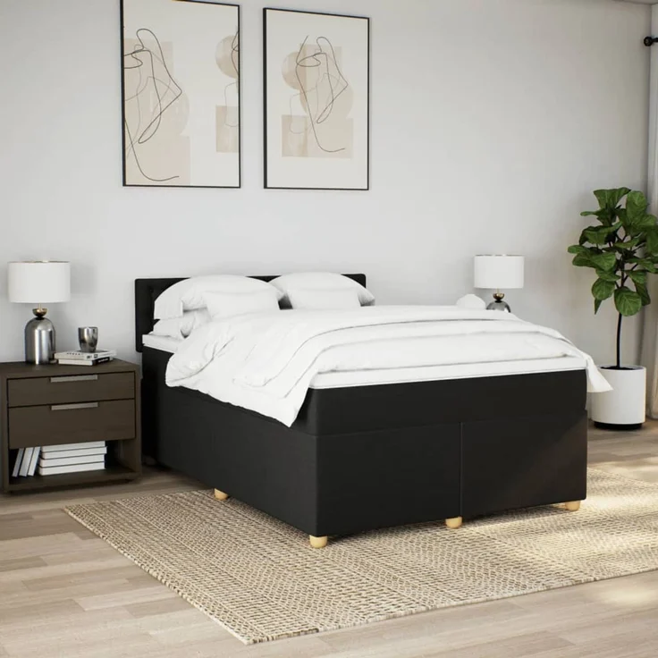 vidaXL Boxspringbett mit Matratze Schwarz 160x200 cm Stoff 3289047 – Bild 4