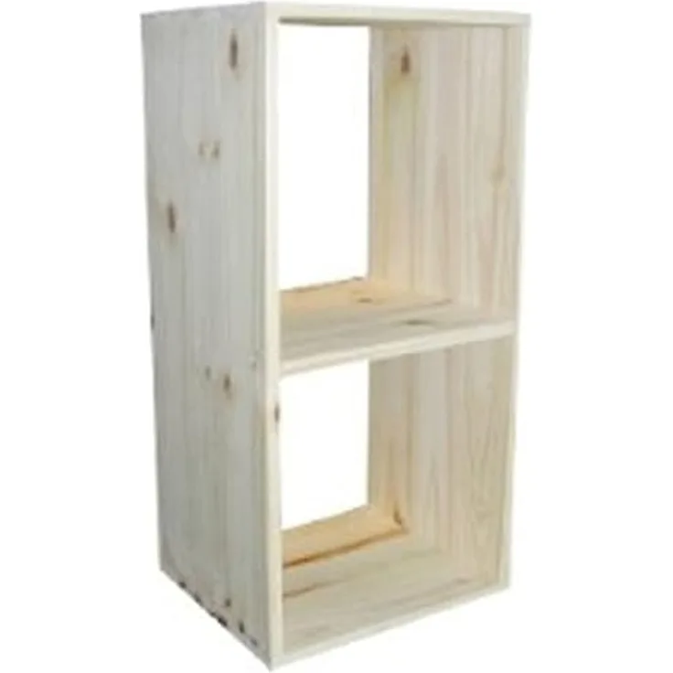 ARANAZ S.L. MANUFACTURAS DE LA MADERA Aufbewahrungseimer ohne Lack, 2 Fächer, massives Kiefernholz