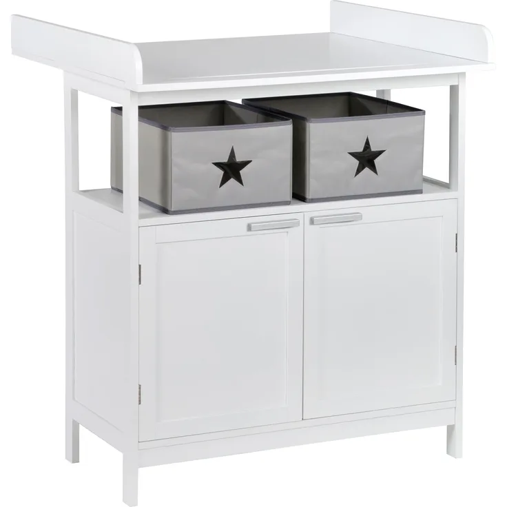 roba Wickelkommode 'Hamburg' mit Wickelansatz - 2 Türen - 2 Boxen - Wickelhöhe 92 cm - Weiß