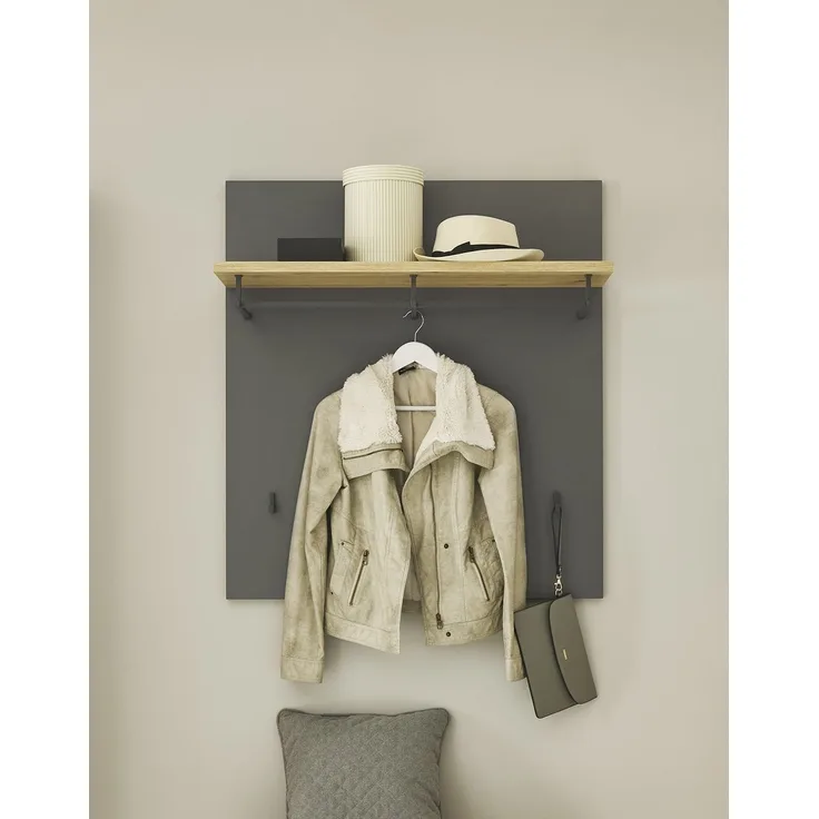 Garderobenpaneel >Melisande< in Grau matt - 85x95x27cm (BxHxT)