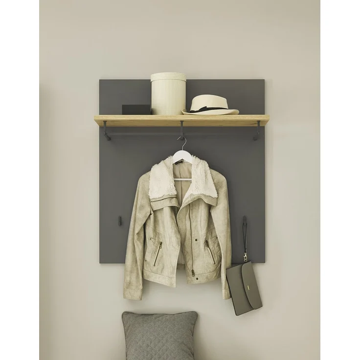 Garderobenpaneel >Melisande< in Grau matt - 85x95x27cm (BxHxT) – Bild 1