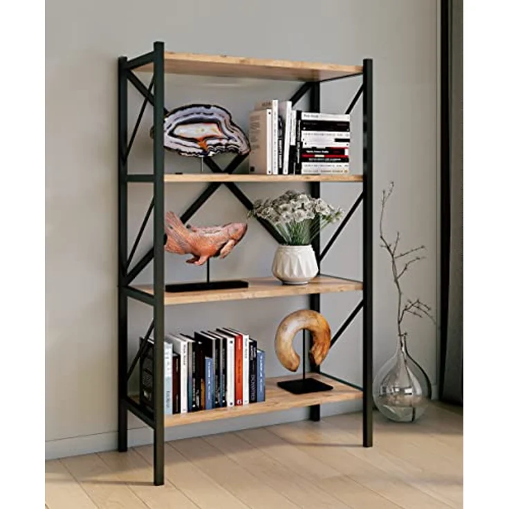 MID.YOU Regal Mid.you in Honigeiche, 4 Fächer, 66x121x34 cm, stehendes Bücherregal aus Holzwerkstoff – Bild 2