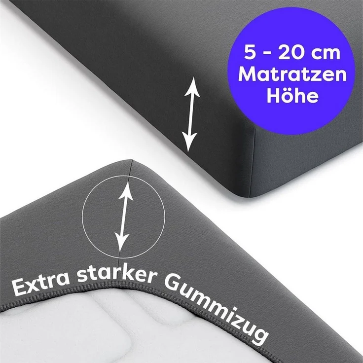 Wolkenfeld Spannbettlaken 100% Baumwolle - Superweiches Bettlaken für Matratzen von 5 bis 20cm, Jersey, Gummizug: rundum, (1 Stück), Rutschfest & Blickdicht - 90x200, 140x200, 160x200, 180x200 200x200 – Bild 4