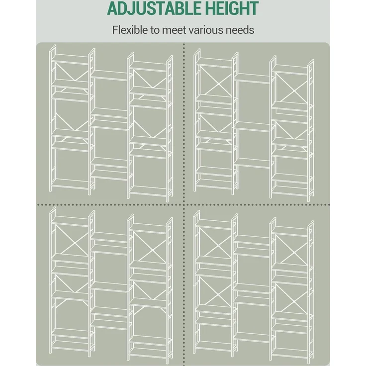 Bücherregale, Standregale, Regal mit 17 Fachböden, 6 Etagen, Verstellbarer Abstand, 24 x 152 x 186 cm, Tragfähigkeit 340 kg, Wohnzimmer, Büro, Weiß – Bild 6