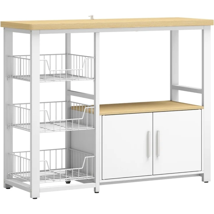 Küchenregal 100x35x80 cm in Eichenoptik mit 3 Körben und Unterschrank – Bild 4