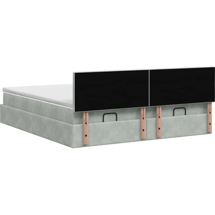 vidaXL Ottoman-Bett mit Matratze und LED Hellgrau 180 x 200 cm Samt 3457332 – Bild 10
