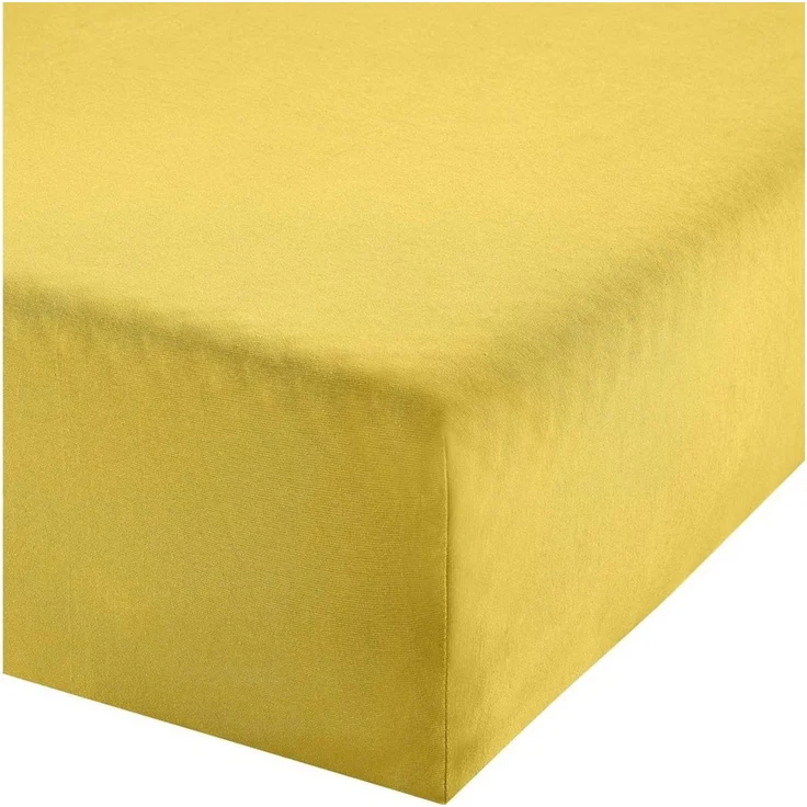 Erwin Müller 'Freising' Spannbettlaken, Gummizug: Rundumgummi, 1 Stück, Elasthan-Jersey-Stretch Uni, Gelb, Boxspringbett - 120x200 cm - 130x220 cm – Bild 1