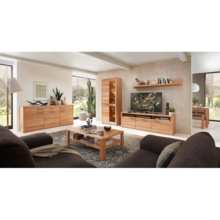Lowboard >Nature One< 3 Türen, 3 Fächer, FSC, in Kernbuche teilmassiv - 190x58x45cm (B/H/T) – Bild 6