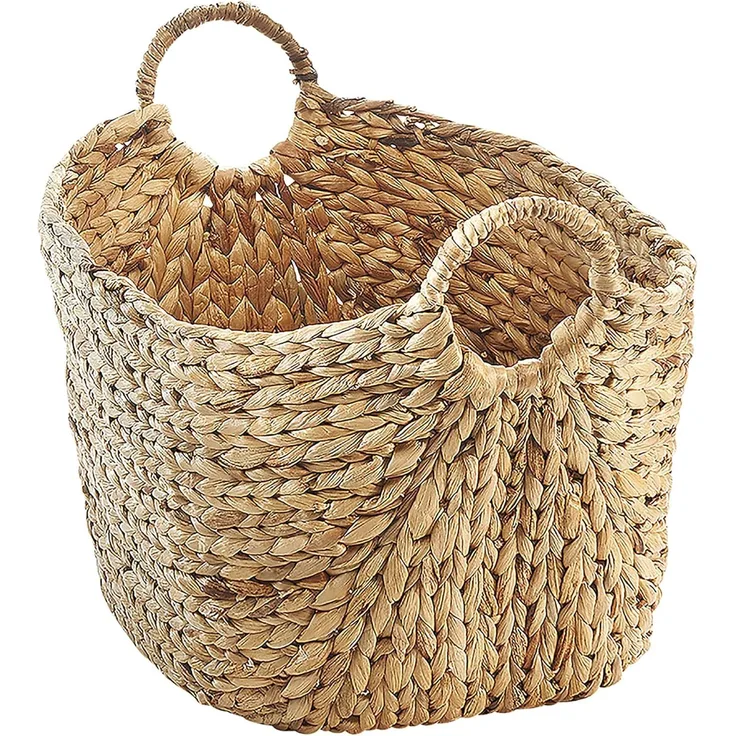 Kobolo Aufbewahrungskorb Korb aus Wasserhyazinthe mit Griffen 56x40x41cm