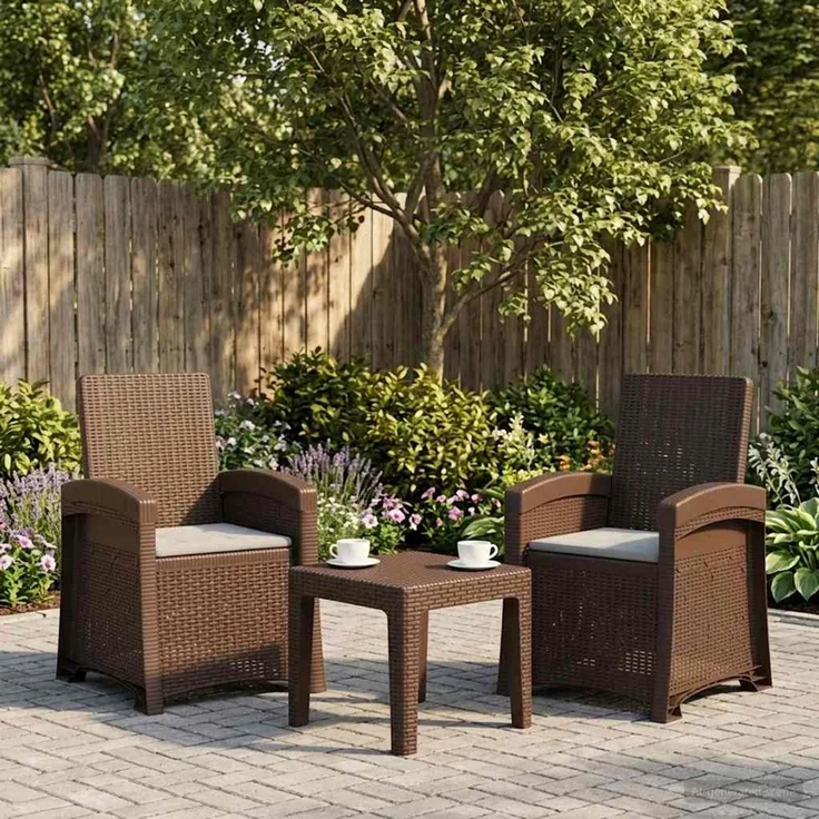 vidaXL Liegesessel Garten Rattan-Optik 2 Stk. Braun und Hellgrau PP 8012023 – Bild 1