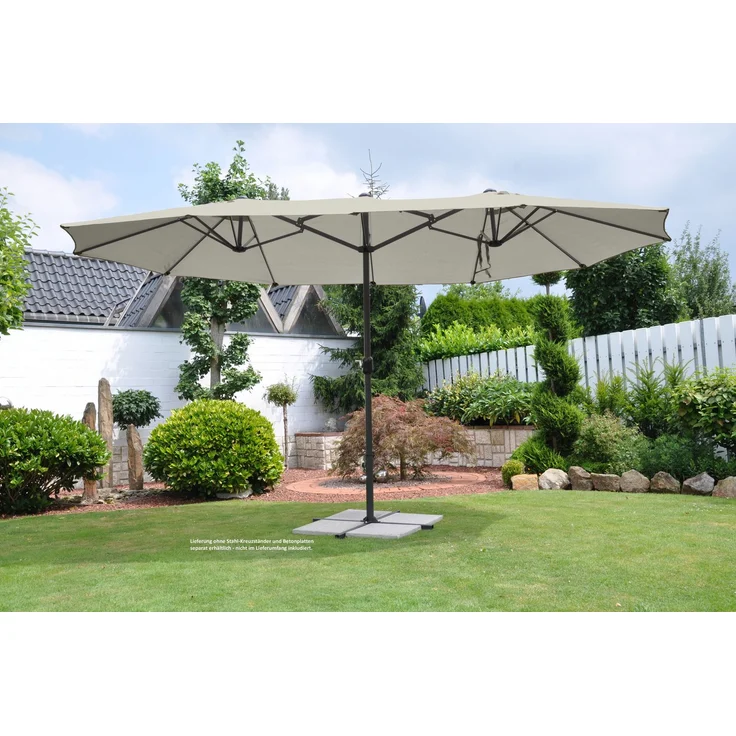 ORIGINAL Garten Sonnenschirm 460x270 cm ovaler Kurbelschirm grau – Bild 8