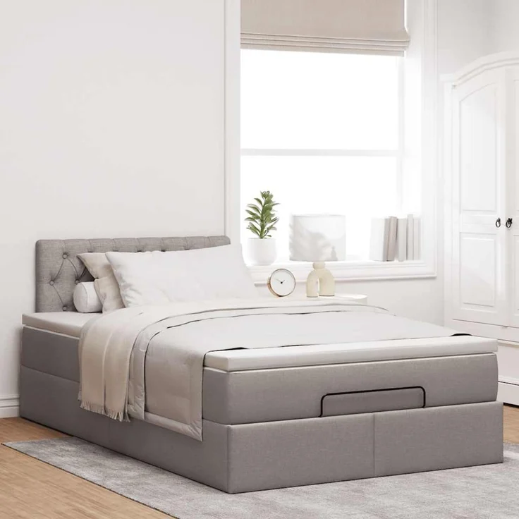 vidaXL Ottoman-Bett mit Matratze Taupe 120x200 cm Stoff 3311536 – Bild 3