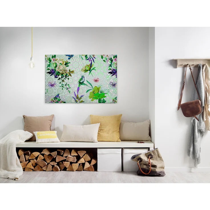 Blumen Leinwandbild Grün Lila 90x60 DD120346 Keilrahmen Mosaik Wandbild Leinwand – Bild 7