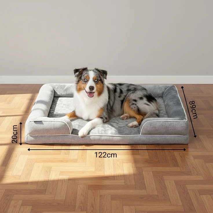 belviona Memoryfoam Hundebett orthopädisch, gelenkschonend & wasserabweisend mit abnehmbaren Bezug, 122x89x20 cm – Bild 8