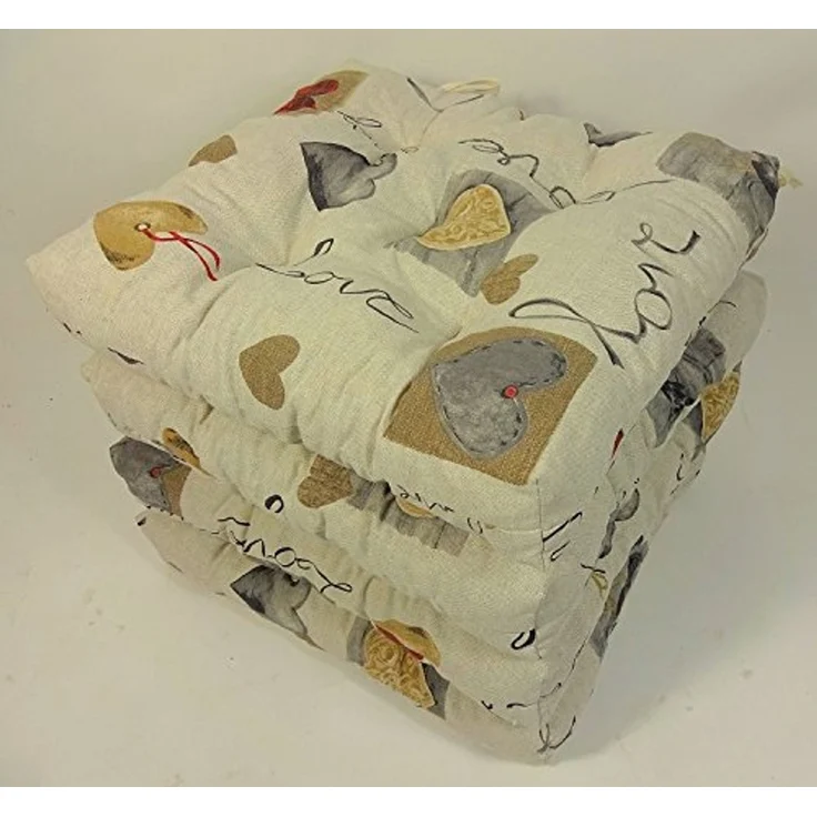 Rattani Sitzkissen Set 4 x Stuhlkissen Sitzkissen Klara 42 x 42 cm Love – Bild 2