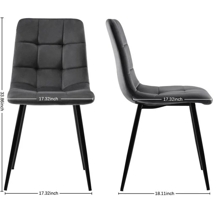 FUROKOY Esszimmerstuhl 4er Set Esszimmerstuhl Küchenstuhl Polsterstuhl (4 St), Design Stuhl mit Rückenlehne,mit Sitzfläche Samt,Gestell aus Metall – Bild 2