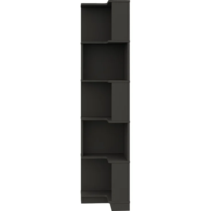 Flieks Eckregal mit LED 63.5×45×175 cm, Eckbücherregal 5 Ebenen, Bücherregal Ecke mit App-Steuerung, Standregal modern, Schwarz – Bild 6