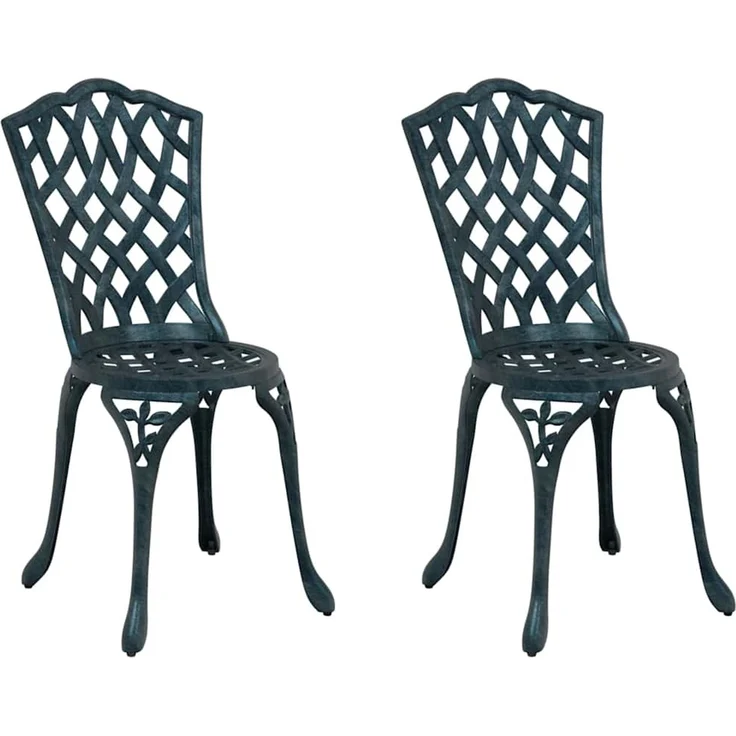2er Set Gartenstuhl, Balkonstuhl Grün 39 x 40 x 87 cm Aluminium – Bild 2