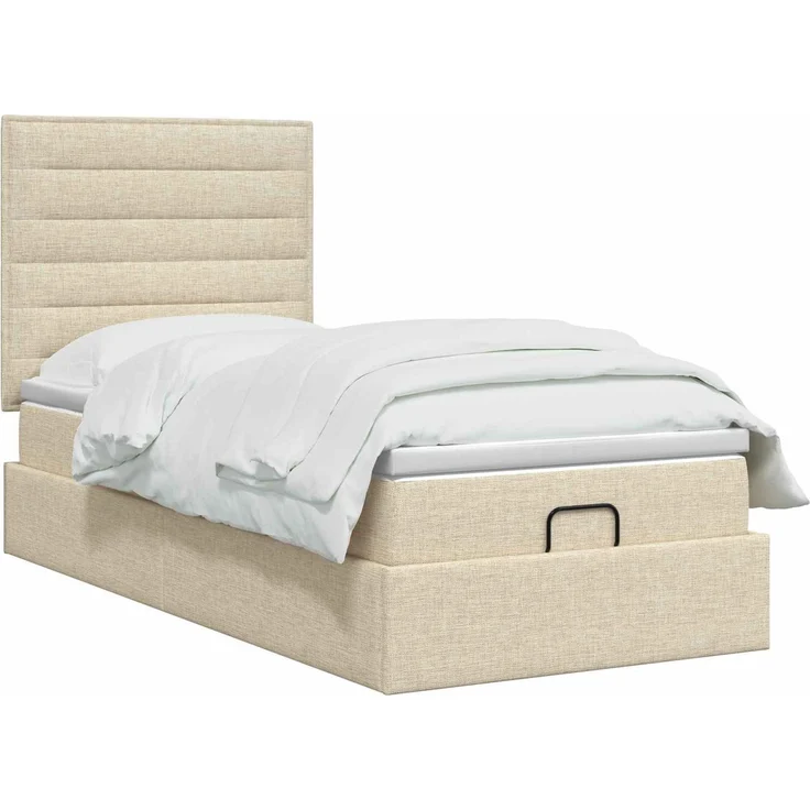 vidaXL Ottoman-Bett mit Matratze und LED Creme 90 x 200 cm Stoff 3457963 – Bild 3