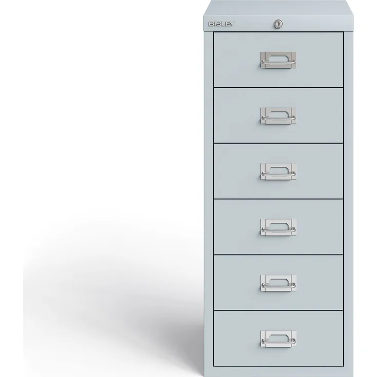 Bisley MultiDrawer™, 29er Serie, abschließbar, DIN A4, 6 Schubladen, Farbe lichtgrau