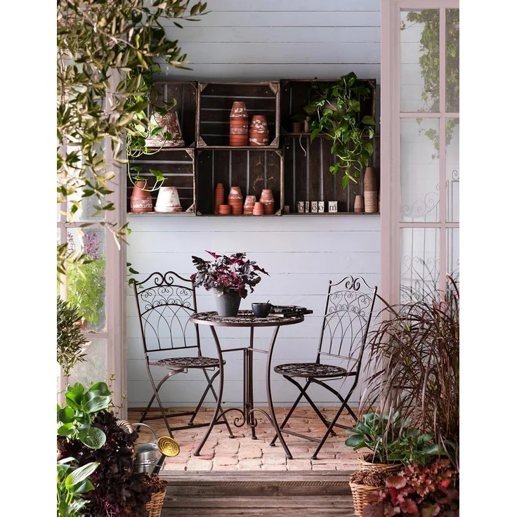 Dehner Gartentisch Antik, Balkontisch wetterfest, Dekotisch Indoor / Outdoor, ca. Ø 61 cm Höhe 72 cm, Eisen, dunkelbraun – Bild 5