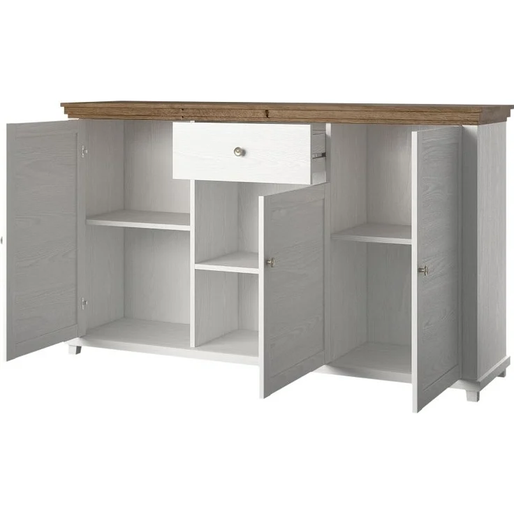 Wohnzimmer-Set HOME 5 tlg Schrankwand mit Couchtisch Weiss Abisko – Bild 3