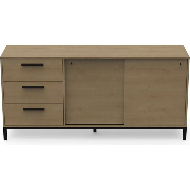 Calicosy Sideboard 2 Schiebetüren und 3 Schubladen L181 cm - CRAFT - Helles Holz