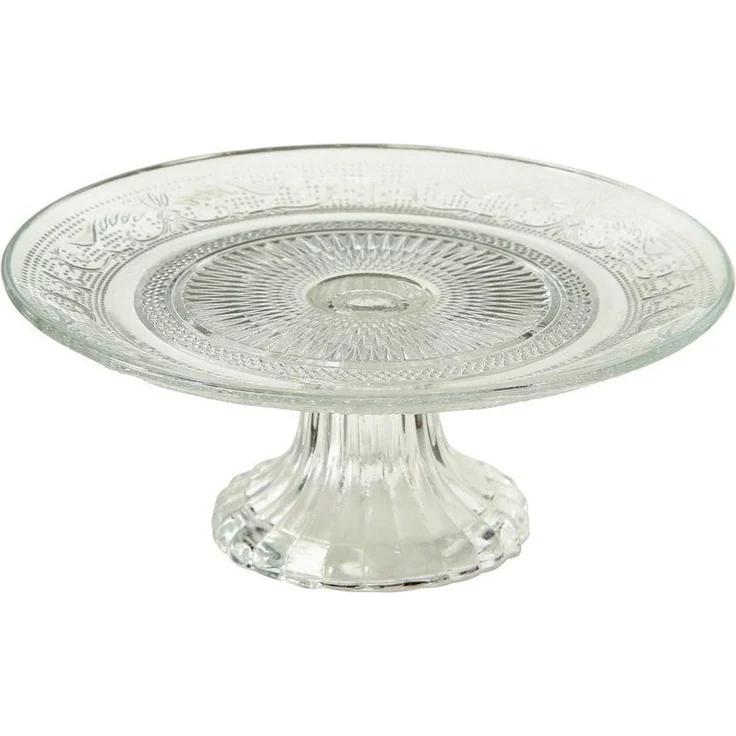 BOLTZE GRUPPE GmbH Tortenplatte Tortenplatte Servierplatte Relief D18cm Glas klar, Glas – Bild 3
