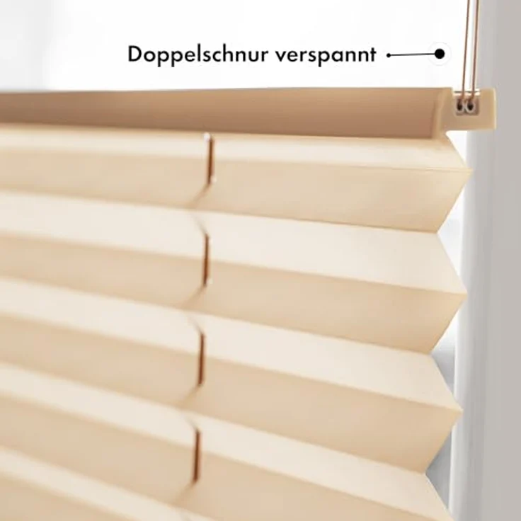Sonello Plissee Klemmfix ohne Bohren 75cm x 220cm Beige Faltrollo Plisseerollo Jalousie für Tür & Fenster Blickdicht Sichtschutz Sonnenschutz Fertifplissee Rollo – Bild 5