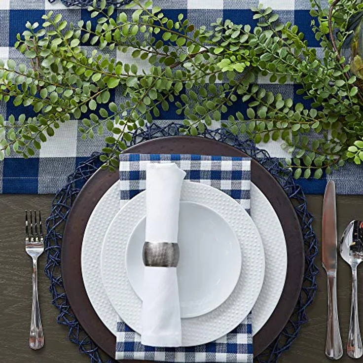 DII Buffalo Check Collection Tischläufer, klassischer Bauernhaus-Tischläufer, 35,6x183,8 cm, Marineblau/Creme – Bild 5