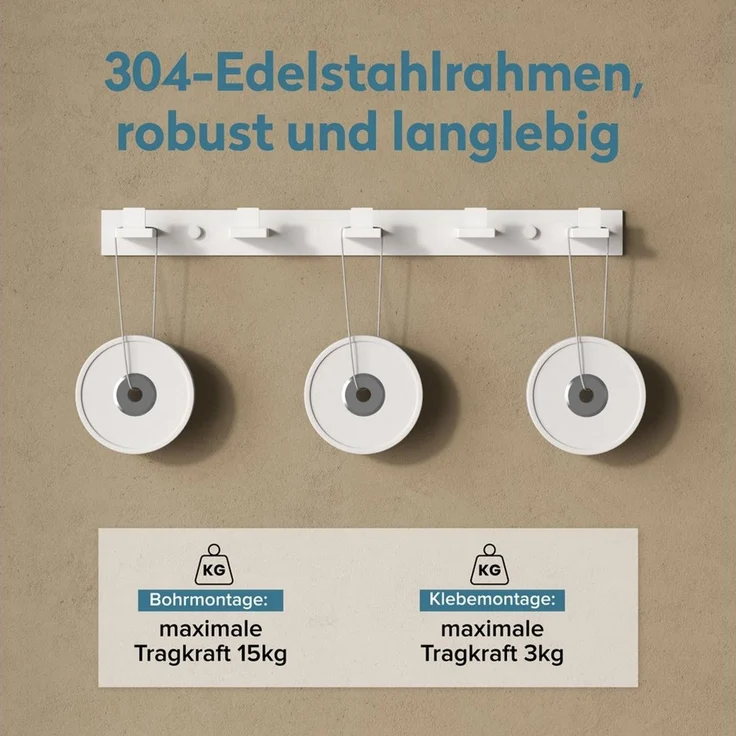 doporro Wandgarderobe Kleiderhaken stabile Garderobenhaken aus Edelstahl 5 Haken Stalo-07, Hochwertiger Edelstahl, matte Oberfläche, verdeckte Schrauben – Bild 3