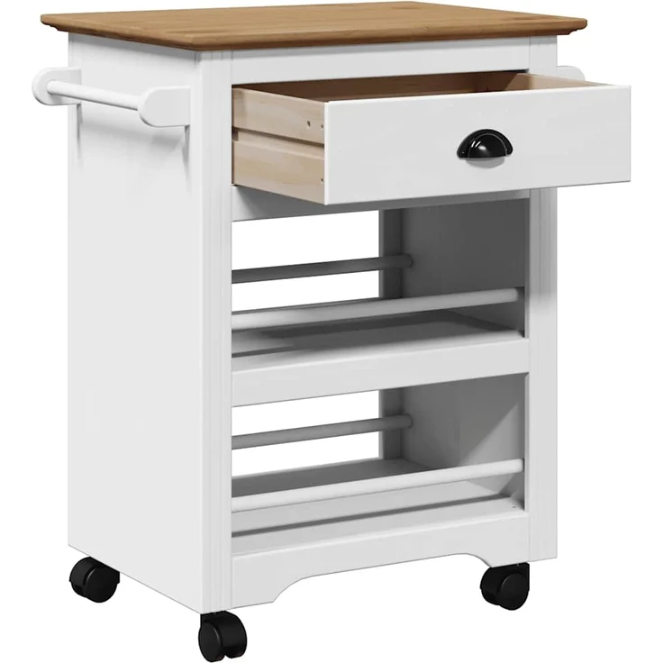 vidaXL Küchenwagen BODO Weiß und Braun 67,5x45x80 cm 4016879 – Bild 4
