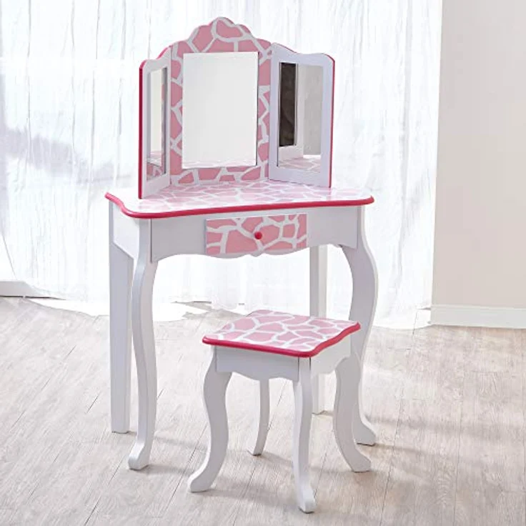Teamson Kids Kinder Schminktisch mit Spiegel und Hocker Frisiertisch TD-11670D – Bild 3