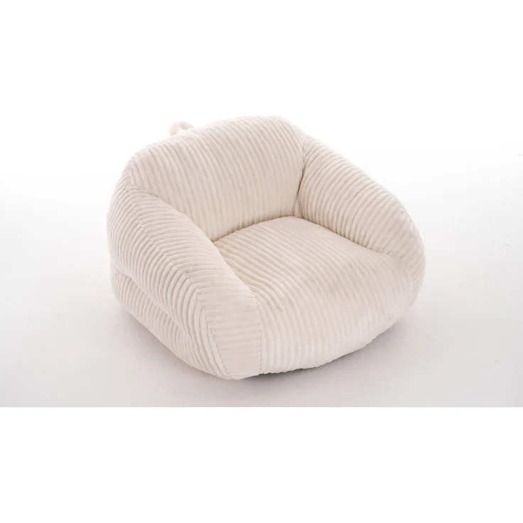 Sofa-Sitzsack in Beige aus Cord, mit weicher Schaumstofffüllung, formstabil und gemütlich für Wohn- und Lesezimmer,61*116*110 cm – Bild 3