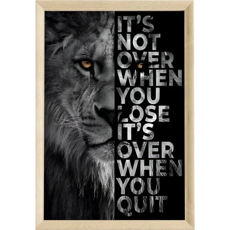 JUSTGOODMOOD Poster Premium ® Never Give Up · Löwe · Zitat · Motivation · ohne Rahmen – Bild 1