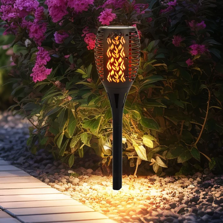 2x LED Solarlampe, Feuer-Effekt, Garten Fackel Höhe 58 cm – Bild 3