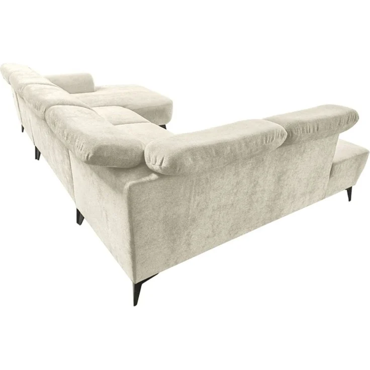Wohnlandschaft Sofa U-Form ALETTE in Stoff Doha Creme Lange Schenkel Links – Bild 3