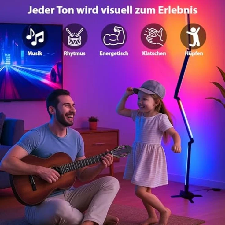 Northpoint LED Stehlampe RGB Faltbar Digitale LEDs 178cm hoch Wandleuchte Musik Timer – Bild 5