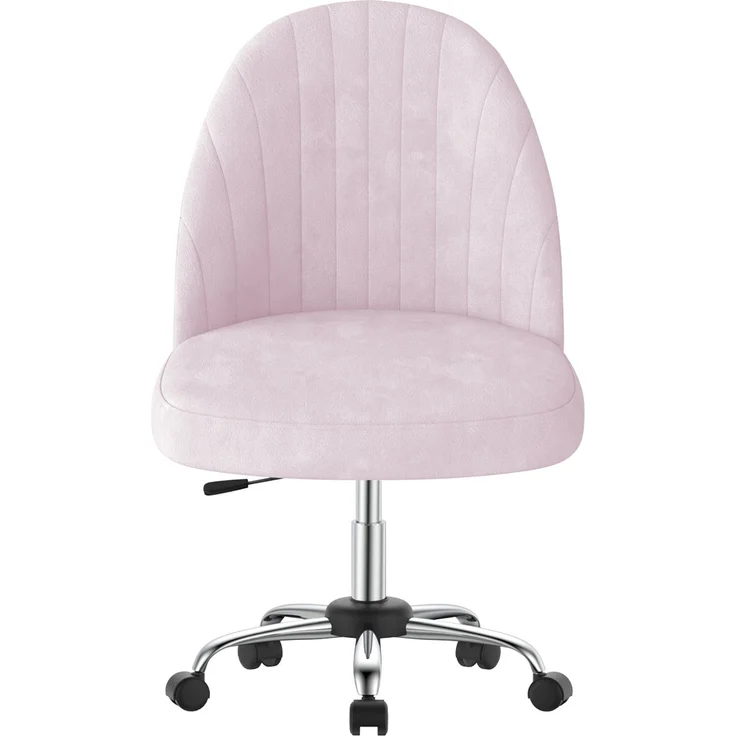 Botifly Bürostuhl ohne Armlehnen, Samt, Rosa, 8 cm Polsterung, 360° Drehbar – Bild 1